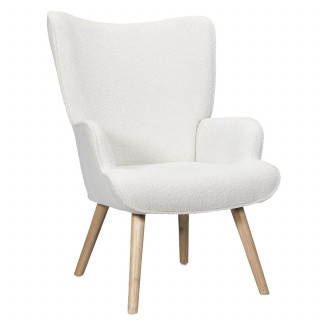 Fauteuil de salon en bouclette RHEA - Blanc