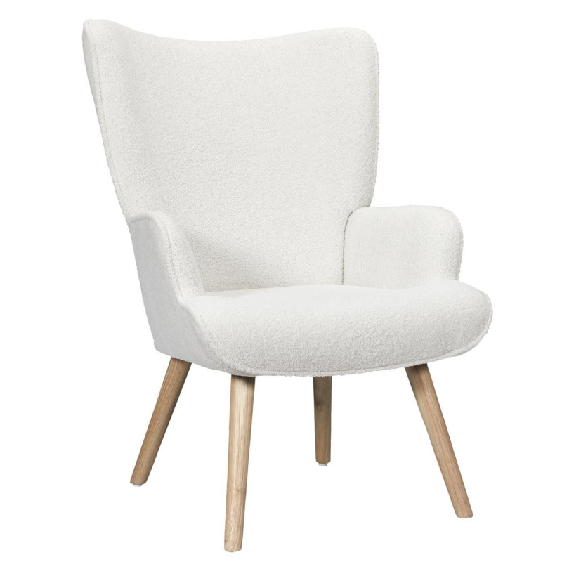 Fauteuil de salon en bouclette RHEA - Blanc
