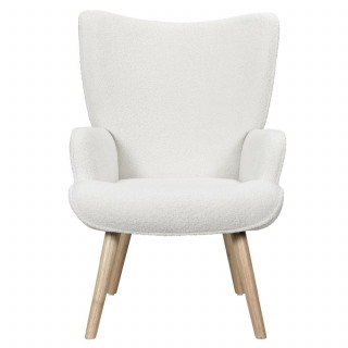 Fauteuil de salon en bouclette RHEA - Blanc