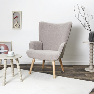 Fauteuil de salon en bouclette RHEA - Taupe