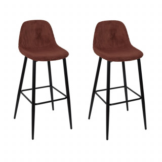 Lot de 2 chaises de bar côtelées SCOTT - Terracotta