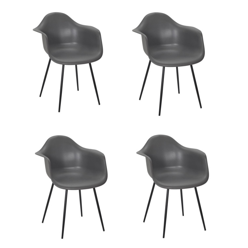 Lot de 4 fauteuils GUSTAV - Gris foncé