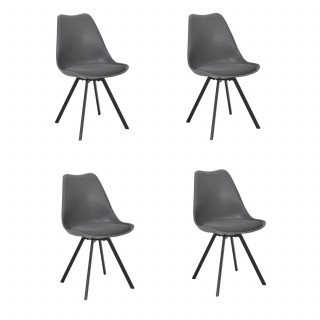 Lot de 4 chaises avec coussin ATOME - Gris foncé