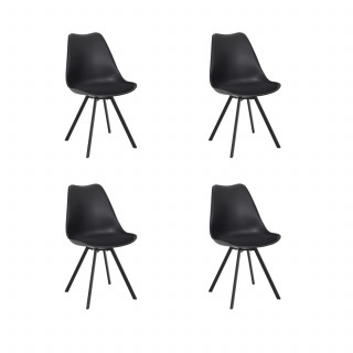 Lot de 4 chaises avec coussin ATOME - Noir