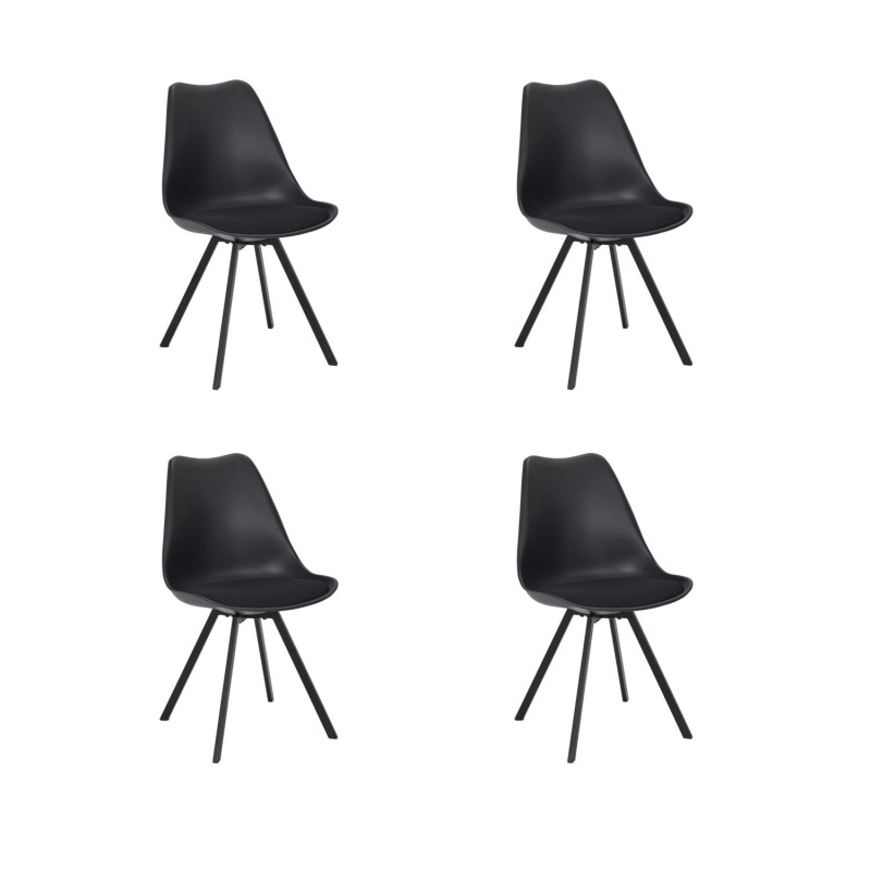 Lot de 4 chaises avec coussin ATOME - Noir