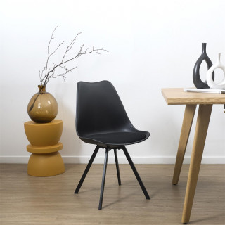 Lot de 4 chaises avec coussin ATOME - Noir