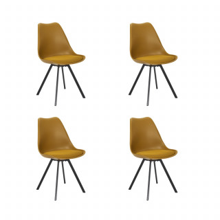 Lot de 4 chaises avec coussin ATOME - Jaune