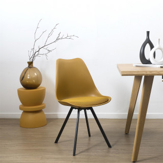 Lot de 4 chaises avec coussin ATOME - Jaune