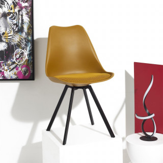 Lot de 4 chaises avec coussin ATOME - Jaune