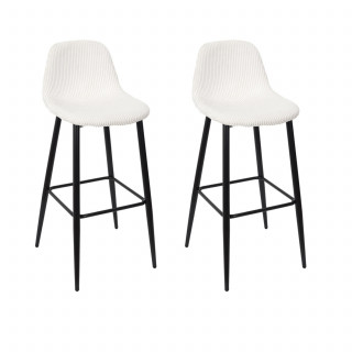 Lot de 2 chaises de bar côtelées SCOTT - Blanc