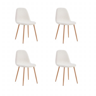 Lot de 4 chaises en bouclette FREYA - Blanc