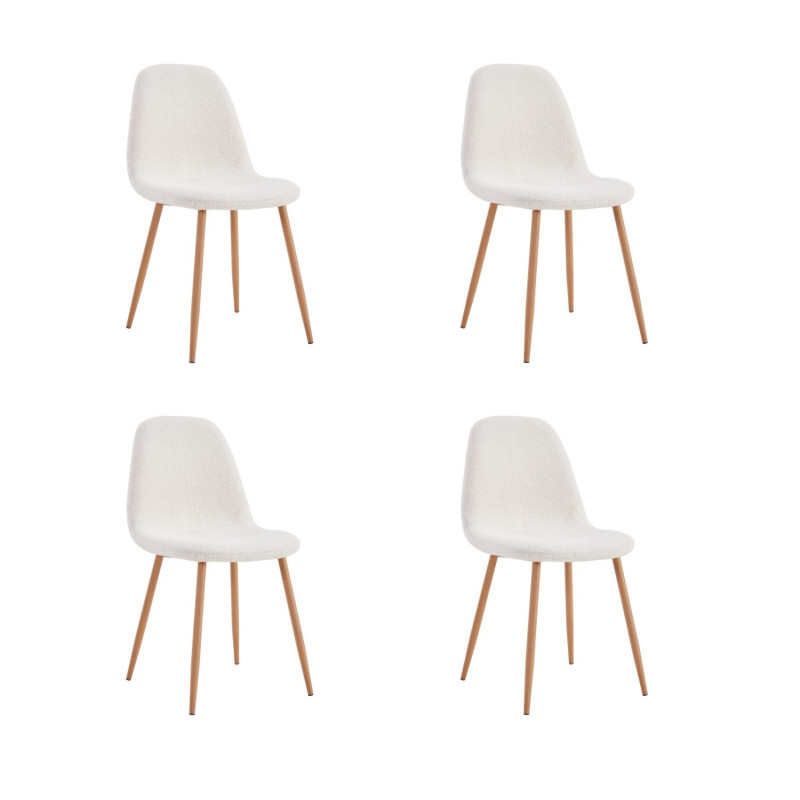 Lot de 4 chaises en bouclette FREYA - Blanc