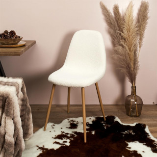 Lot de 4 chaises en bouclette FREYA - Blanc