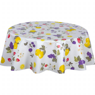 Nappe en toile cirée ronde motifs citron CAPRI - Diam. 135 cm
