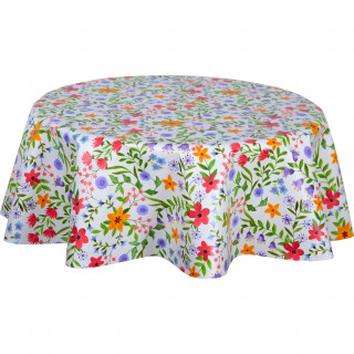 Nappe en toile cirée ronde motifs fleurs FLOWERS - Diam. 135 cm