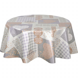 Nappe en toile cirée ronde HYTTE - Diam. 135 cm - Beige