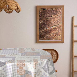 Nappe en toile cirée ronde HYTTE - Diam. 135 cm - Beige