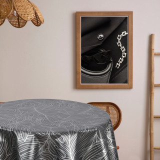 Nappe ronde en toile cirée nacrée NERV - Diam. 150 cm - Noir