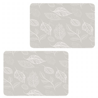 Lot de 2 sets de table motifs feuillage ROMIE - 28 x 43 cm - Beige et blanc