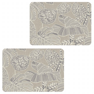 Lot de 2 sets de table motifs tropical WILD - 28 x 43 cm - Ecru