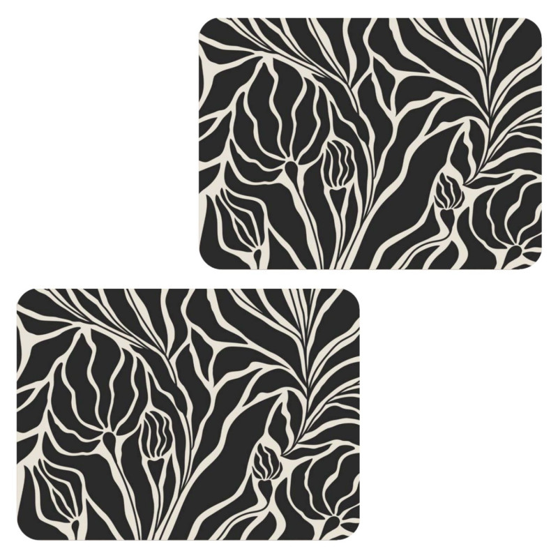 Lot de 2 sets de table LILITH - 28 x 43 cm - Noir et blanc