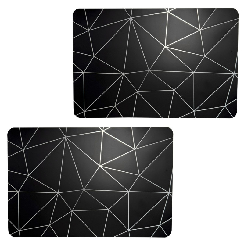 Lot de 2 sets de table avec encre métallique COPPER - 30 x 45 cm - Argent et noir