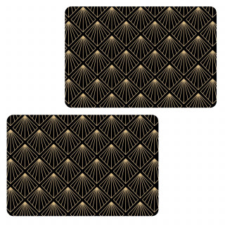Lot de 2 sets de table avec encre métallique ELIOR - 30 x 45 cm - Or et noir