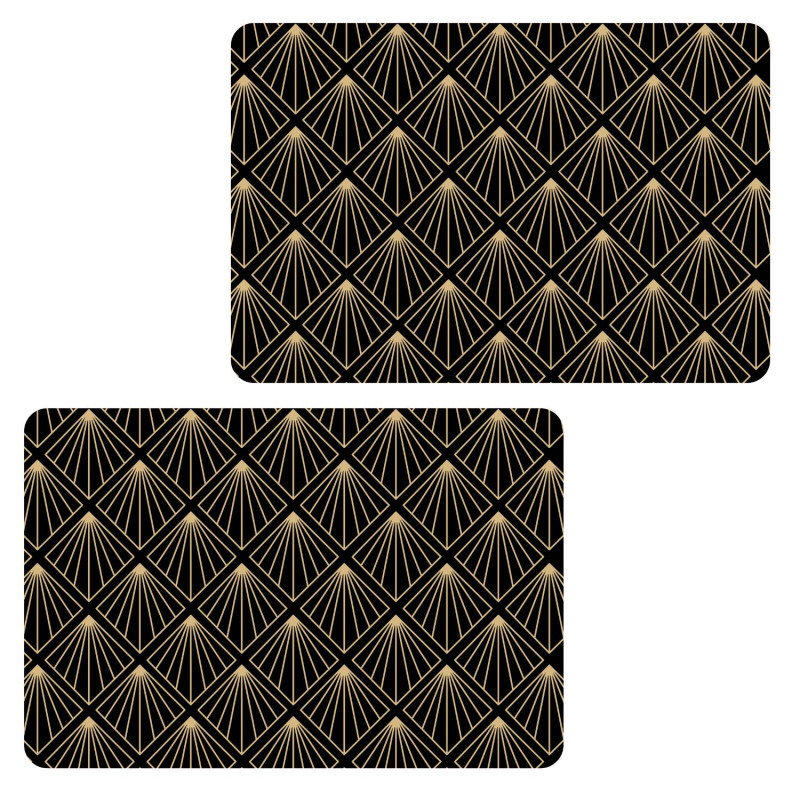 Lot de 2 sets de table avec encre métallique ELIOR - 30 x 45 cm - Or et noir