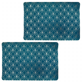 Lot de 2 sets de table motif géométrique avec encre métallique OTTO - 30 x 45 cm - Or et vert