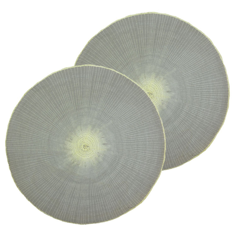 Lot de 2 sets de tables ronds en jute GREGE - Diam. 38 cm - Gris