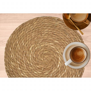 Lot de 2 sets de tables ronds en jute GRAMI - Diam. 38 cm - Marron