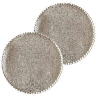 Lot de 2 sets de tables ronds en jute ALAGO - Diam. 38 cm - Argent