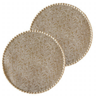 Lot de 2 sets de tables ronds en jute ALAGO - Diam. 38 cm - Or