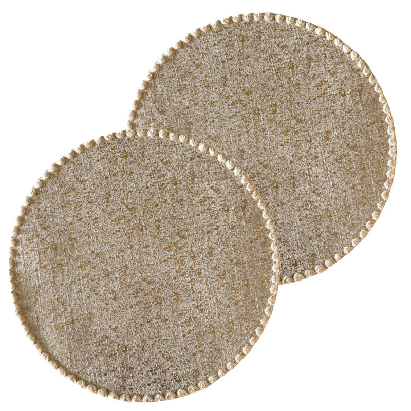 Lot de 2 sets de tables ronds en jute ALAGO - Diam. 38 cm - Or