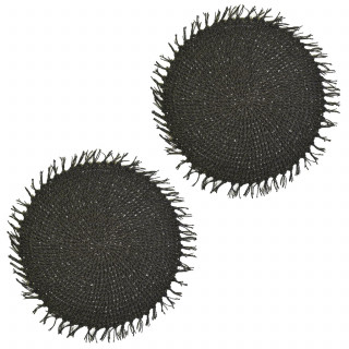 Lot de 2 sets de tables ronds en jute FILI - Diam. 38 cm - Noir
