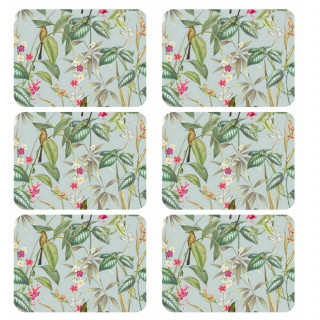 Lot de 6 sets de table motifs tropical BARBARA - 28 x 43 cm - Multicolore