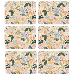 Lot de 6 sets de table motifs feuillage MAOLI - 28 x 43 cm - Multicolore