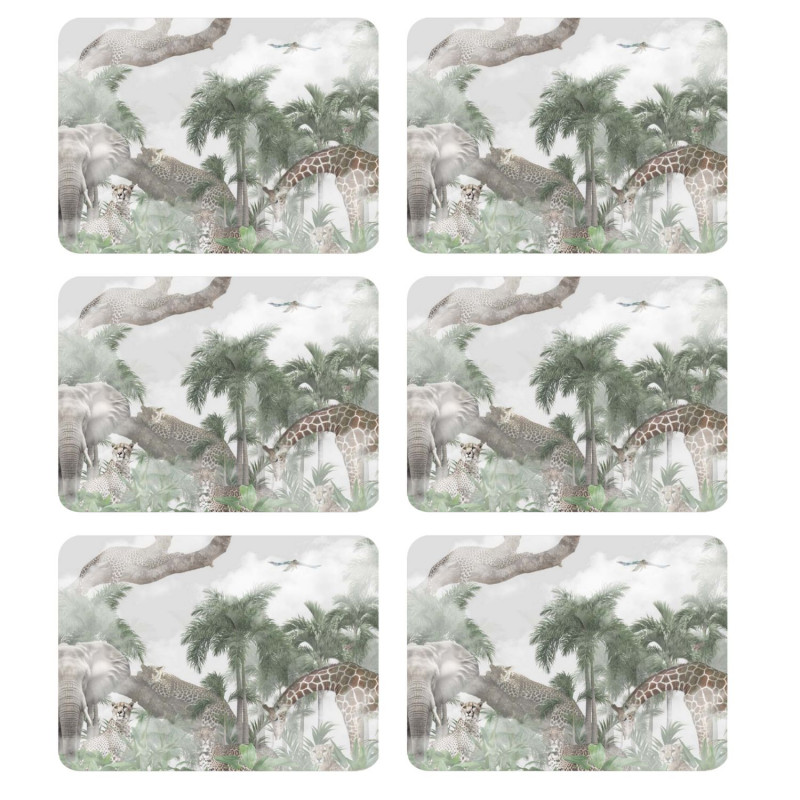 Lot de 6 sets de table motifs animaux OLWEN - 28 x 43 cm