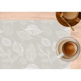 Lot de 6 sets de table motifs feuillage ROMIE - 28 x 43 cm - Beige et blanc