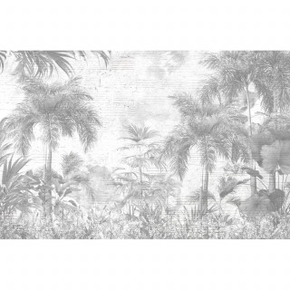 Lot de 6 sets de table motifs jungle SAGE - 28 x 43 cm - Gris et blanc