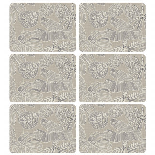 Lot de 6 sets de table motifs tropical WILD - 28 x 43 cm - Ecru