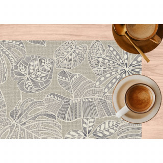 Lot de 6 sets de table motifs tropical WILD - 28 x 43 cm - Ecru