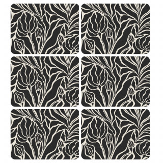 Lot de 6 sets de table LILITH - 28 x 43 cm - Noir et blanc