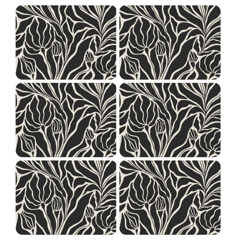 Lot de 6 sets de table LILITH - 28 x 43 cm - Noir et blanc