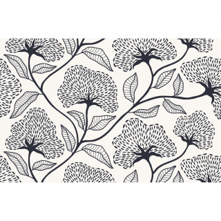 Lot de 6 sets de table motifs ginkgo CASSIA - 28 x 43 cm - Beige et noir