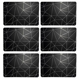 Lot de 6 sets de table avec encre métallique COPPER - 30 x 45 cm - Argent et noir