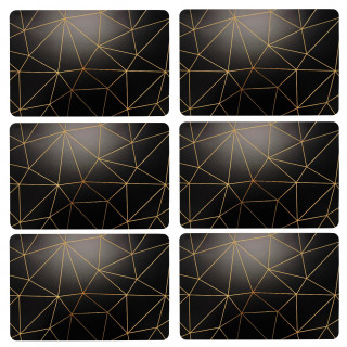 Lot de 6 sets de table avec encre métallique COPPER - 30 x 45 cm - Or et noir