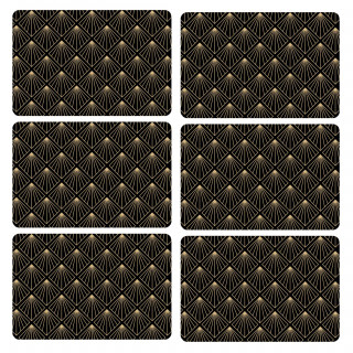 Lot de 6 sets de table avec encre métallique ELIOR - 30 x 45 cm - Or et noir