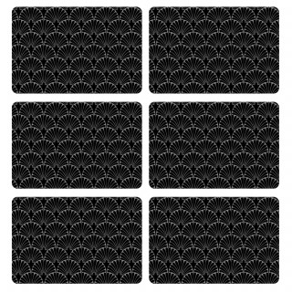 Lot de 6 sets de table avec encre métallique ROYA - 30 x 45 cm - Argent et noir
