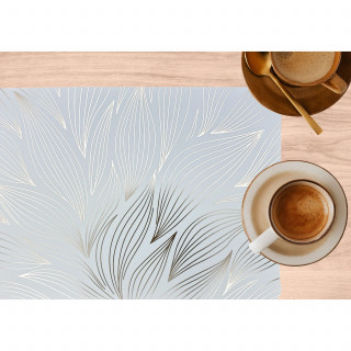 Lot de 6 sets de table motif feuillage avec encre métallique ZEYA - 30 x 45 cm - Or et blanc
